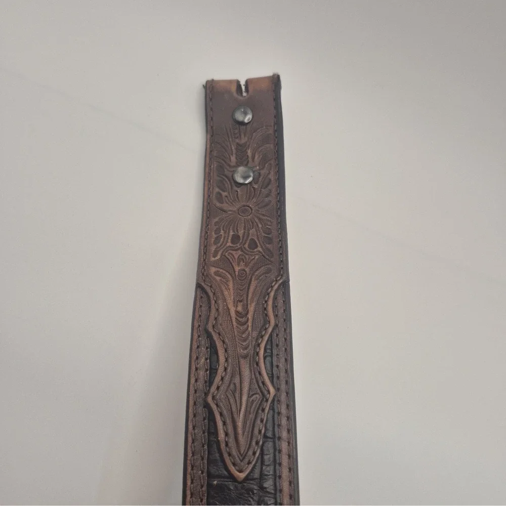 Ariat Leather Belt 32 Croc Print Tooled Leather